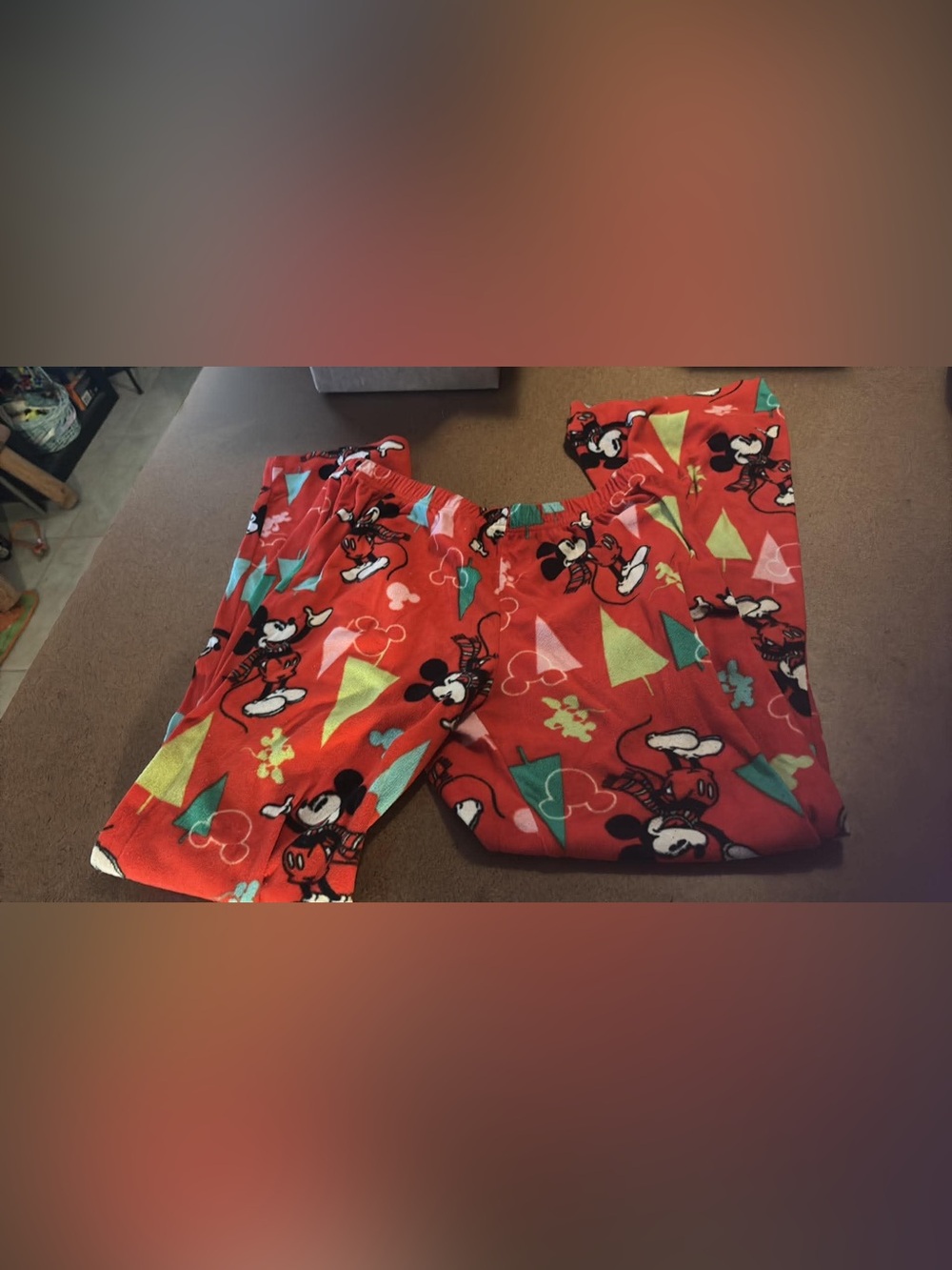 Disney Red Mickey Mouse Fleece Pajama Bottoms for petite small